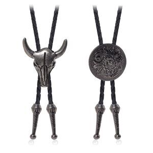2202 Bolo Tie Western Vintage Cowboy Necklace Leather Necktie Bolo Tie